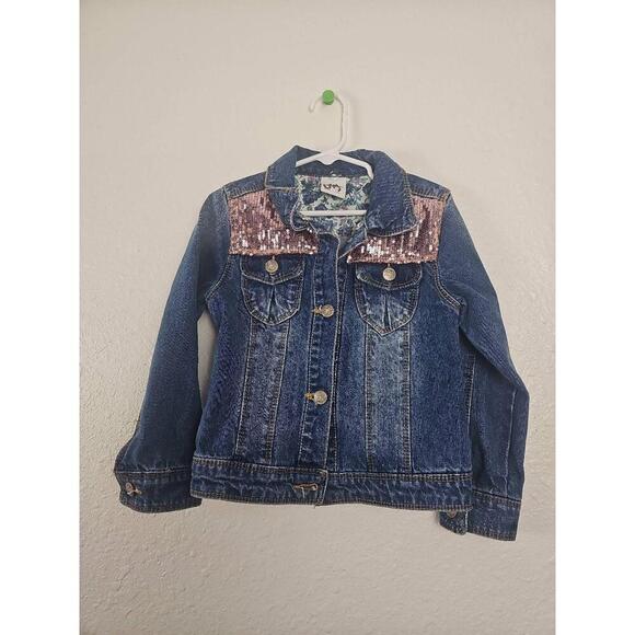 Kidscool Space Blue Sequin Shoulder Denim Jean Jacket Kids Size 4/5 - Picture 1 of 8